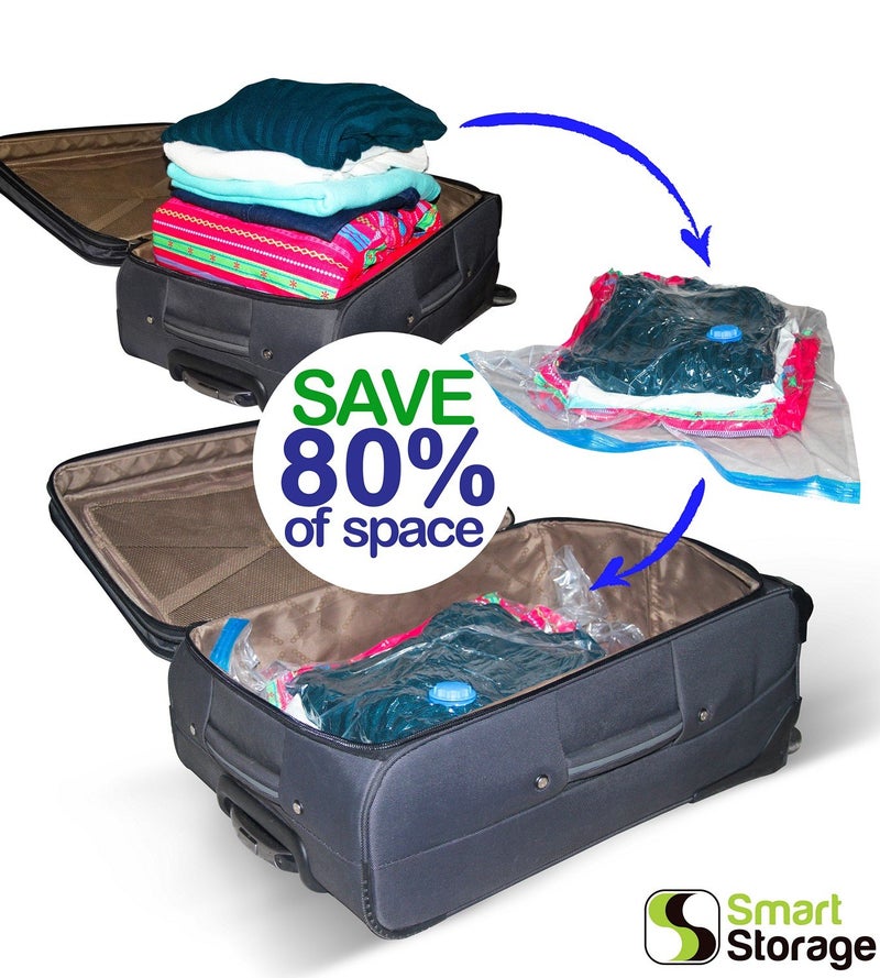 Smart Storage 16 Pack Vacuum Storage Bags, Space Saver Bags (4 Jumbo/4 Large/4 Medium/4 Small) Vacuum Sealer Bags for Clothes Storage with Travel Hand Pump - Image 4